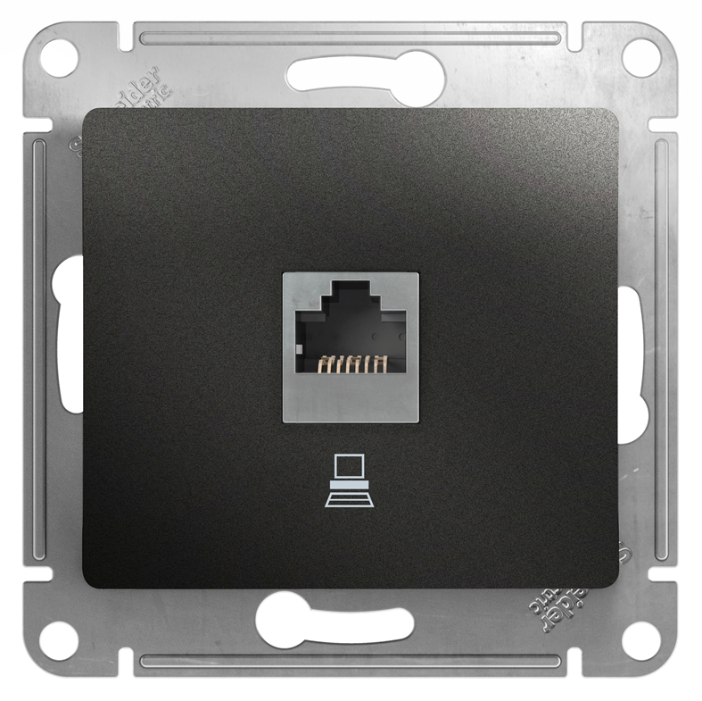 Розетка компьютерная Systeme Electric GLOSSA RJ45 категория 5E антрацит в рамку