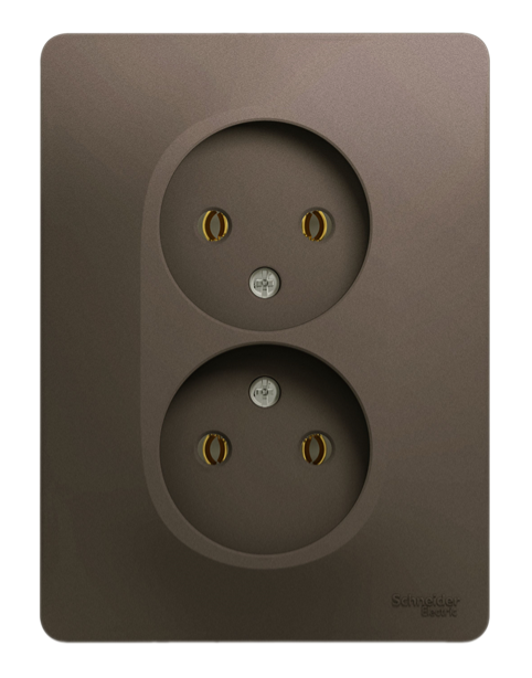 Розетка двойная Systeme Electric GLOSSA без заземления шоколад в сборе
