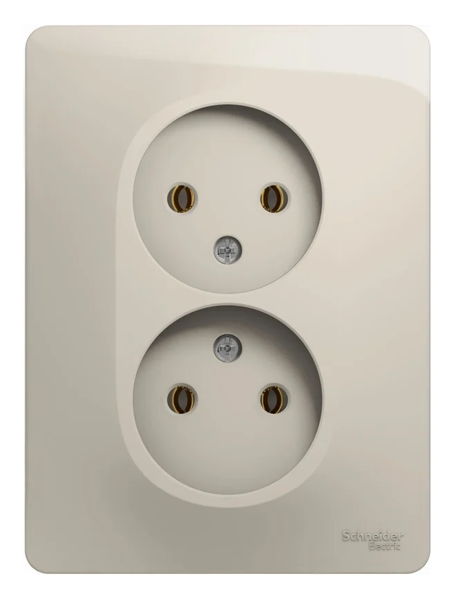 Розетка Systeme Electric Glossa Молочный 2-ая без заземления (в сборе)