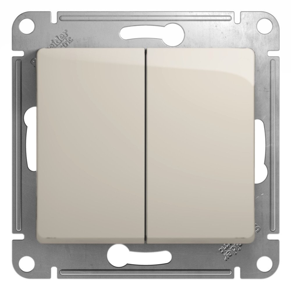 Переключатель Systeme Electric Glossa Молочный 2-клавишный сх 610 AX