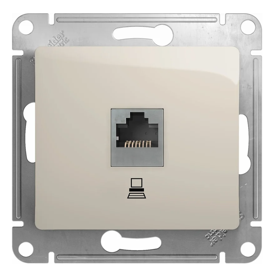 Розетка компьютерная Systeme Electric GLOSSA RJ45 кат.5E механизм молочный