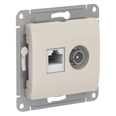 Розетка двойная Systeme Electric Glossa молочный TV + компьютерная RJ45, кат. 5Е купить с доставкой по РФ