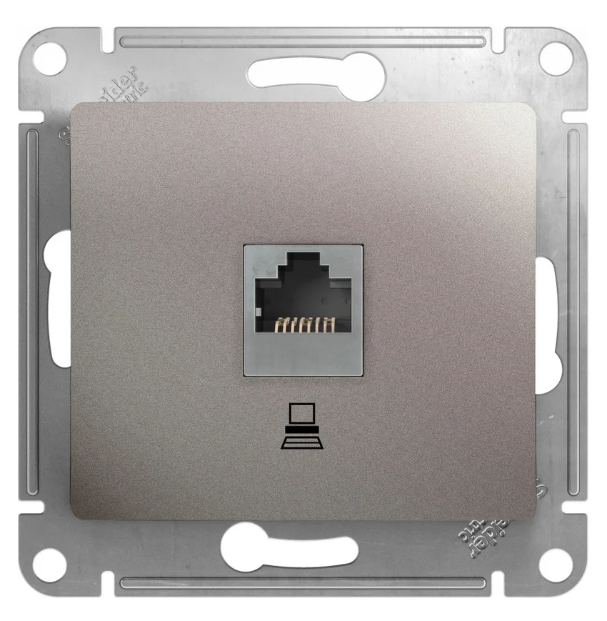 Розетка компьютерная Systeme Electric 1-м Glossa RJ45 кат.5E механизм платина