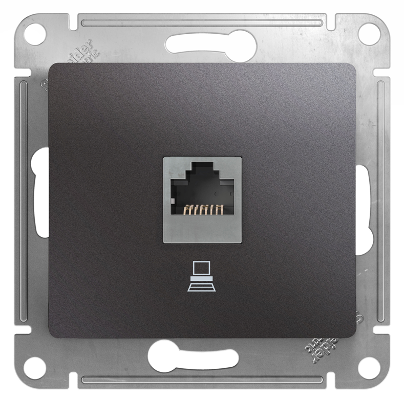 Розетка компьютерная Systeme Electric 1-м Glossa RJ45 кат.5E механизм графит