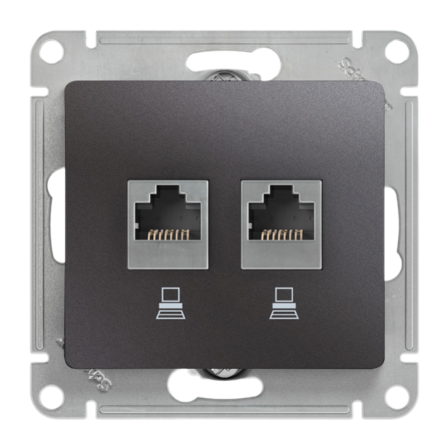 Розетка компьютерная Systeme Electric 2-м Glossa RJ45 кат.5E механизм графит