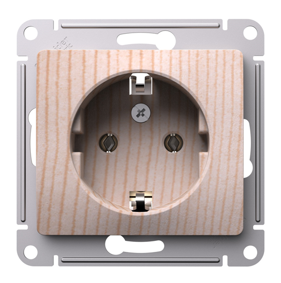 Розетка с заземлением, Systeme Electric GLOSSA 16А, механизм, сосна