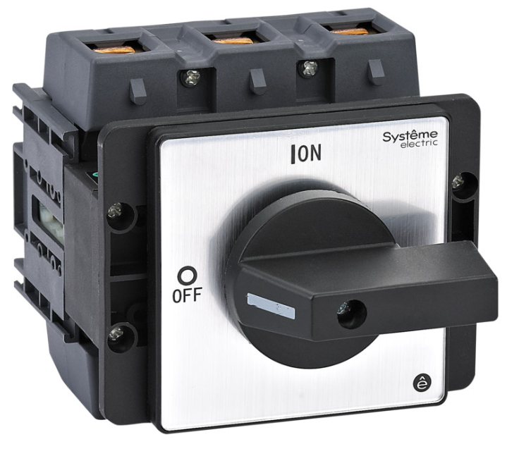 Выключатель-разъединитель Systeme Electric 3p 125a с чёрной рукояткой на дверцу 4 винтами