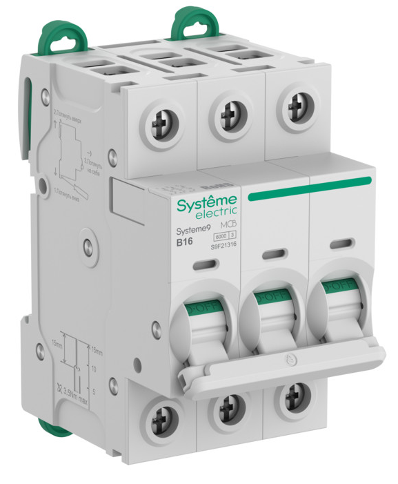Автоматический выключатель Systeme Electric Systeme9 (АВ) B 16A 3P 6kA 400В