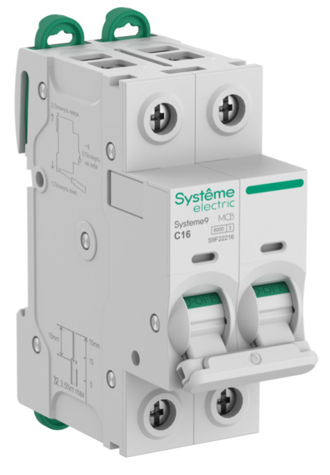 Автоматический выключатель Systeme Electric Systeme9 (АВ) C 16A 2P 6kA 400В
