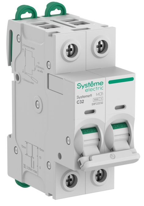 Автоматический выключатель Systeme Electric Systeme9 (АВ) C 32A 2P 6kA 400В