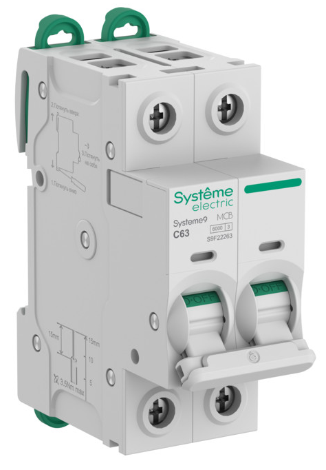 Автоматический выключатель Systeme Electric Systeme9 (АВ) C 63A 2P 6kA 400В