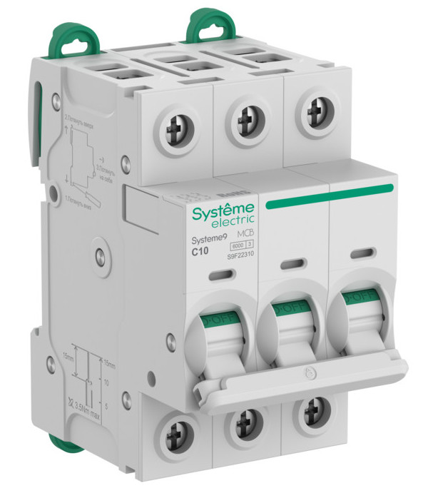 Автоматический выключатель Systeme Electric Systeme9 (АВ) C 10A 3P 6kA 400В