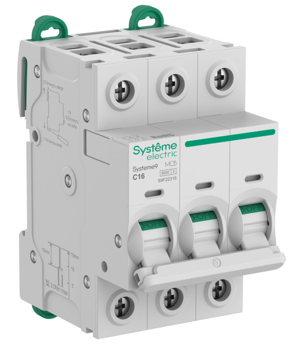 Автоматический выключатель Systeme Electric Systeme9 (АВ) C 16A 3P 6kA 400В