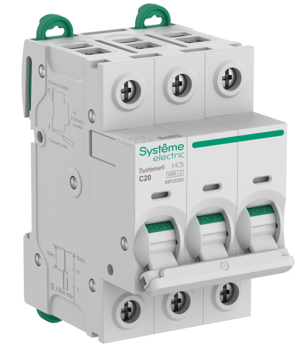 Автоматический выключатель Systeme Electric Systeme9 (АВ) C 20A 3P 6kA 400В