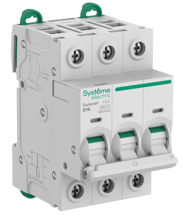 Автоматический выключатель Systeme Electric Systeme9 (АВ) D 16A 3P 6kA 400В