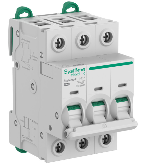 Автоматический выключатель Systeme Electric Systeme9 (АВ) D 20A 3P 6kA 400В