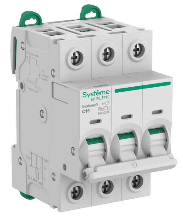 Автоматический выключатель (АВ) Systeme Electric Systeme9 C 16A 3P 10kA 400В