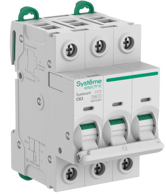 Автоматический выключатель Systeme Electric Systeme9 (АВ) C 63A 3P 10kA 400В
