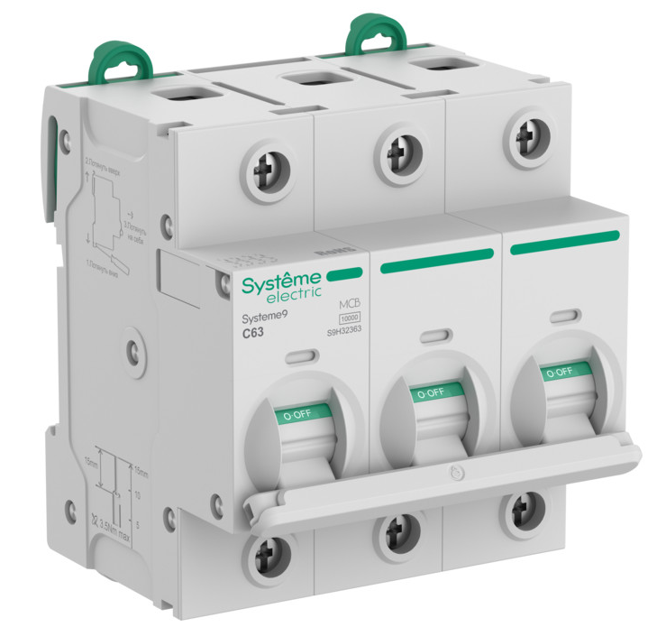 Автоматический выключатель Systeme Electric Systeme9 (АВ) 27мм C 63A 3P 10 kA 400В