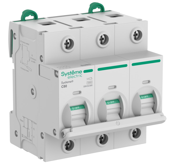 Автоматический выключатель Systeme Electric Systeme9 (АВ) 27мм C 80A 3P 10 kA 400В