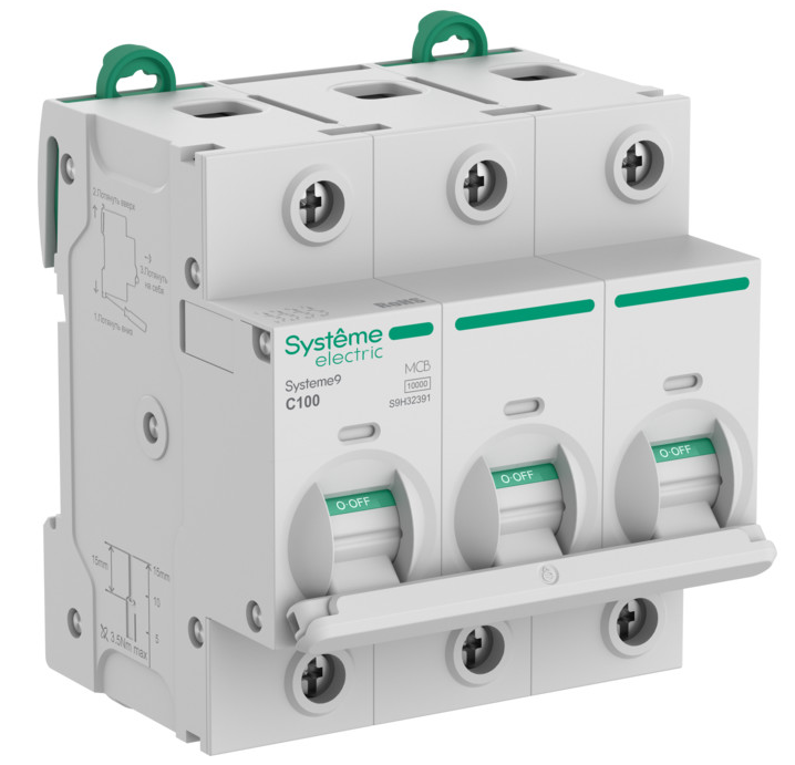 Автоматический выключатель Systeme Electric Systeme9 (АВ) 27мм C 100A 3P 10 kA 400В