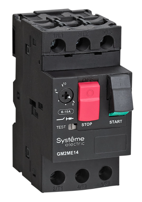 Выключатель автоматический защиты электродвигателя Systeme Electric GM2ME 6.3-10A комб. расцепитель кноп. упр. (GV2ME14)