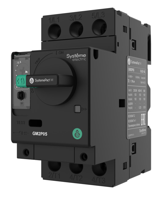 Автоматический выключатель защиты двигателя Systeme Electric GM2P 0.16-0.25A, комбинированный расцепитель, поворотная рукоятка