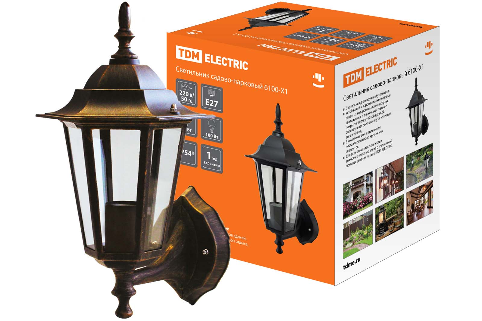 Светильник TDM ELECTRIC 6100-11 садово-парковый шестигранник, 100Вт, вверх, бронза