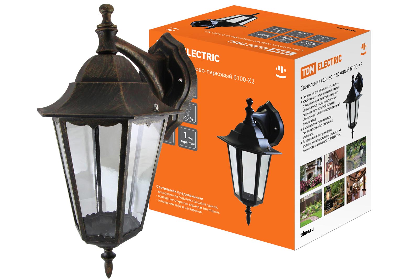 Светильник TDM ELECTRIC 6100-12 садово-парковый шестигранник, 100Вт, вниз, бронза