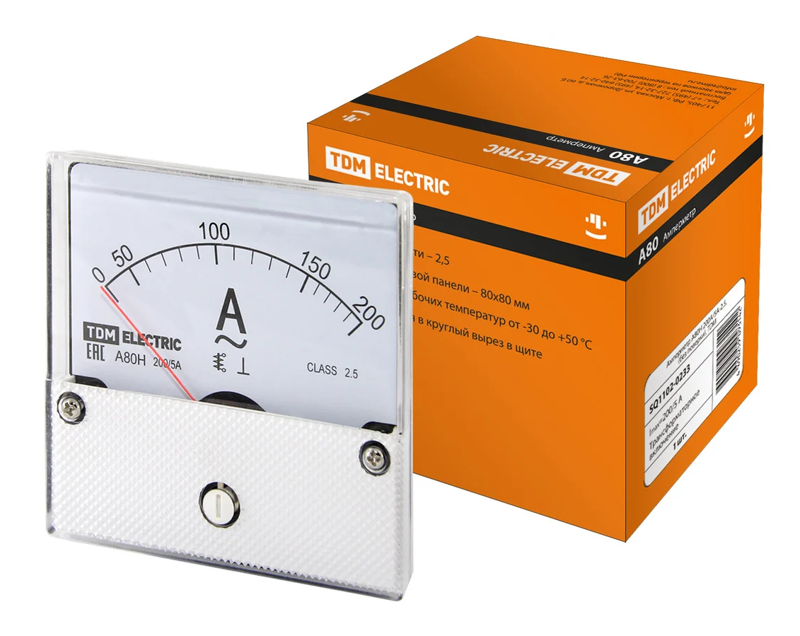 Амперметр TDM А80Н  200А/5А-2,5, (без поверки)