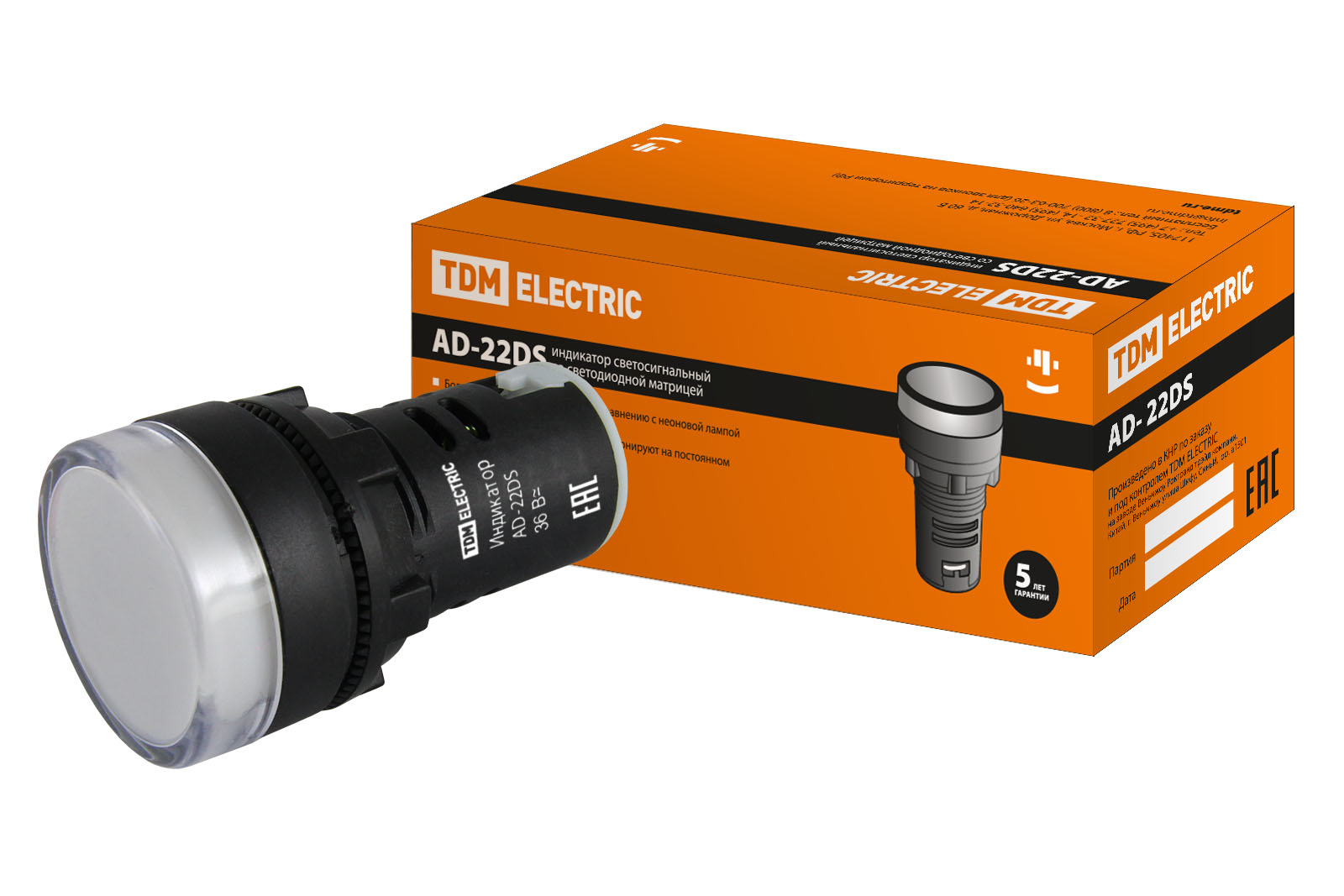 Лампа TDM ELECTRIC AD-22DS(LED)матрица d22мм белый 230В