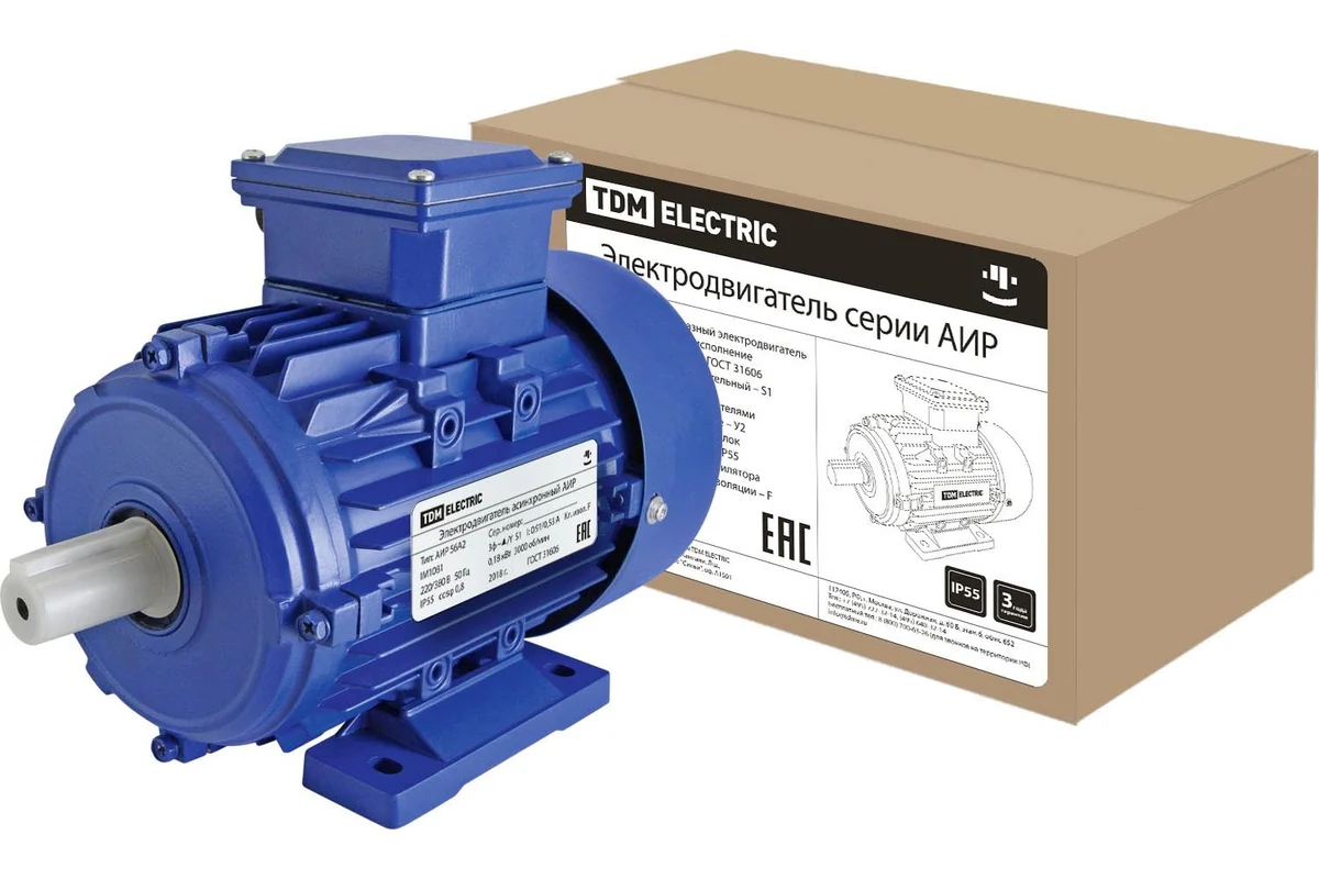 Электродвигатель TDM АИР 63B6 0,25 кВт 1000 об/мин 1081 купить с доставкой по РФ