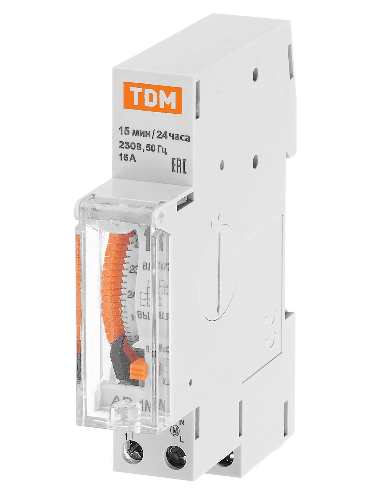 Аналоговое суточное реле TDM ELECTRIC АР-1М-15мин/24ч-16А-DIN (1 модуль)