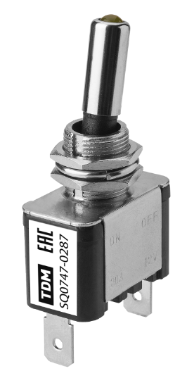 Выключатель-тумблер TDM ASW-07D 1P 12В AC/DC 25А (3c) ON-OFF с фиксацией с желтой LED подсветкой купить с доставкой по РФ