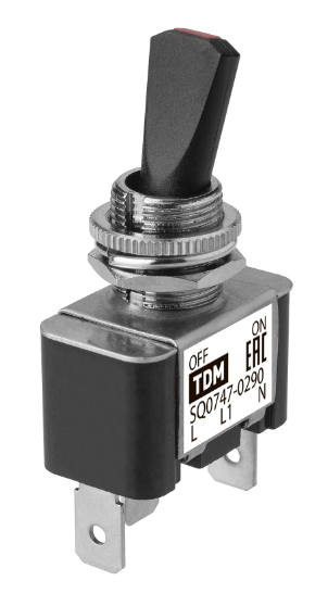 Выключатель-тумблер TDM ASW-07D-2 1P 12В AC/DC 30А (3c) ON-OFF с фиксацией с красной LED подсветкой купить с доставкой по РФ