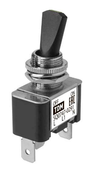 Выключатель-тумблер TDM ASW-07D-2 1P 12В AC/DC 30А (3c) ON-OFF с фиксацией с зеленой LED подсветкой купить с доставкой по РФ