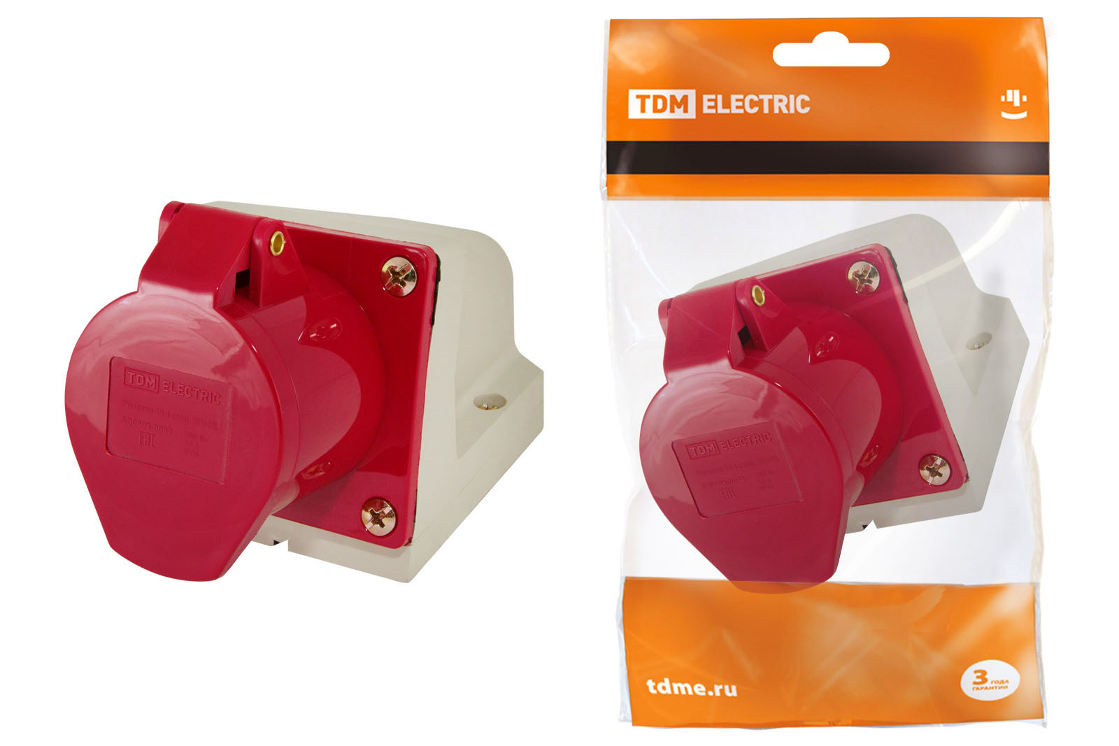 Розетка стационарная TDM ELECTRIC 114 3Р+РЕ 16А 380В IP44