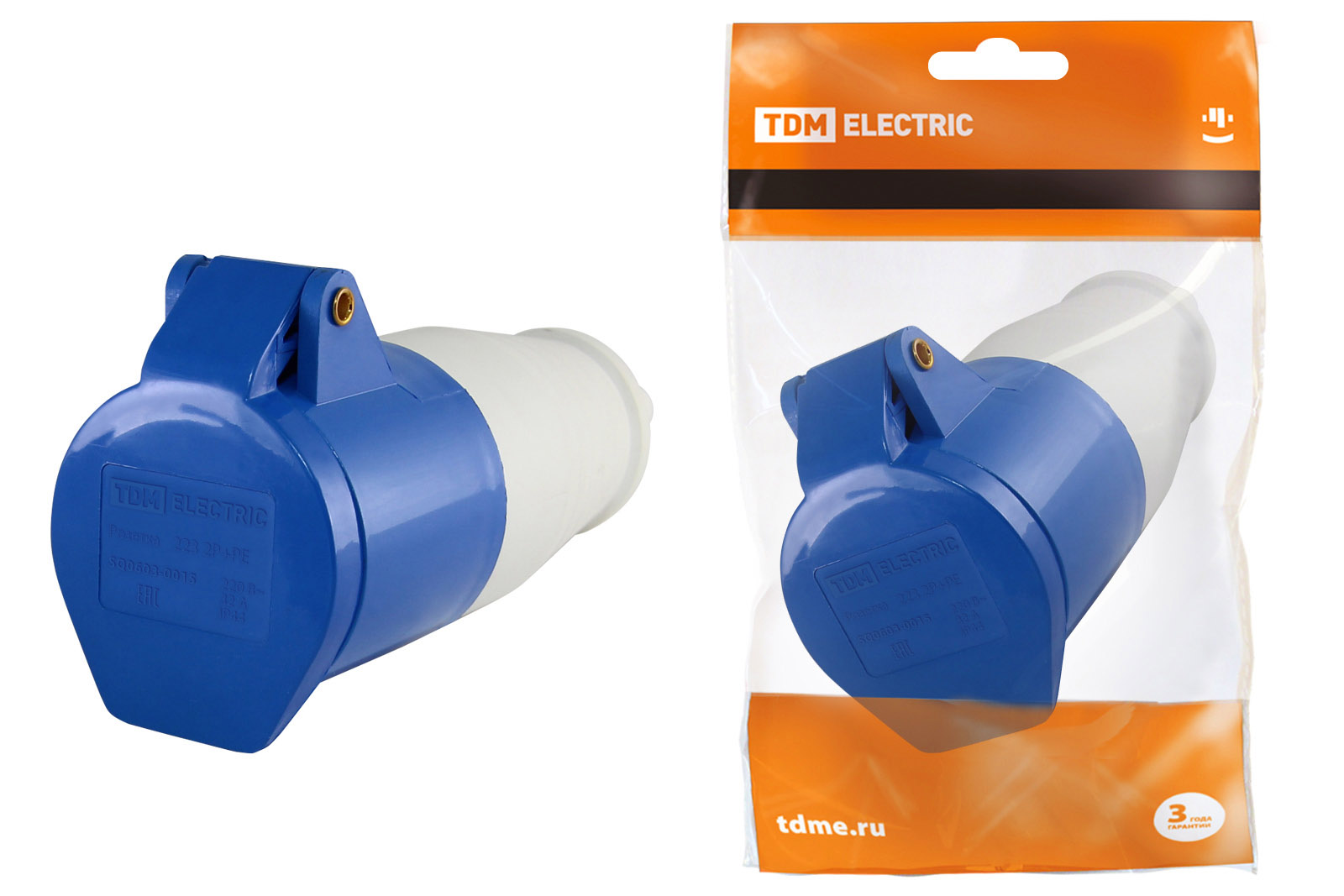 Розетка переносная TDM ELECTRIC 223 2Р+РЕ 32А 220В IP44