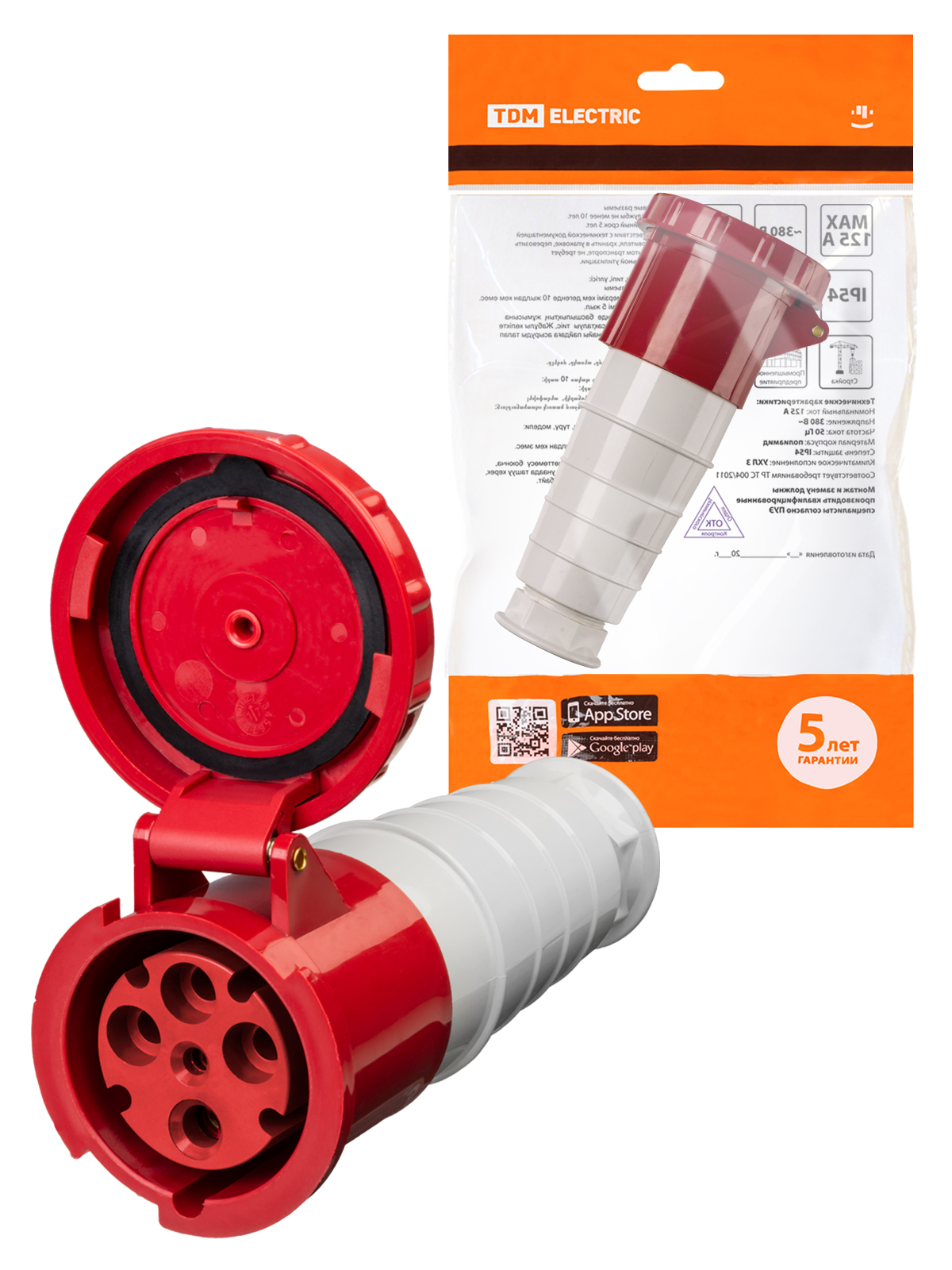 Розетка переносная TDM ELECTRIC 234 3Р+РЕ 63А 380В IP54