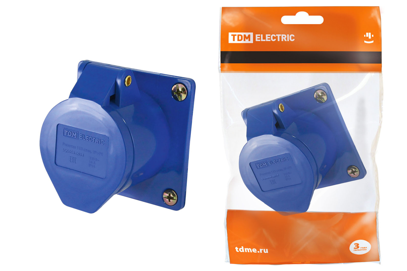 Розетка скрытая TDM ELECTRIC 423 2Р+РЕ 32А 220В IP44