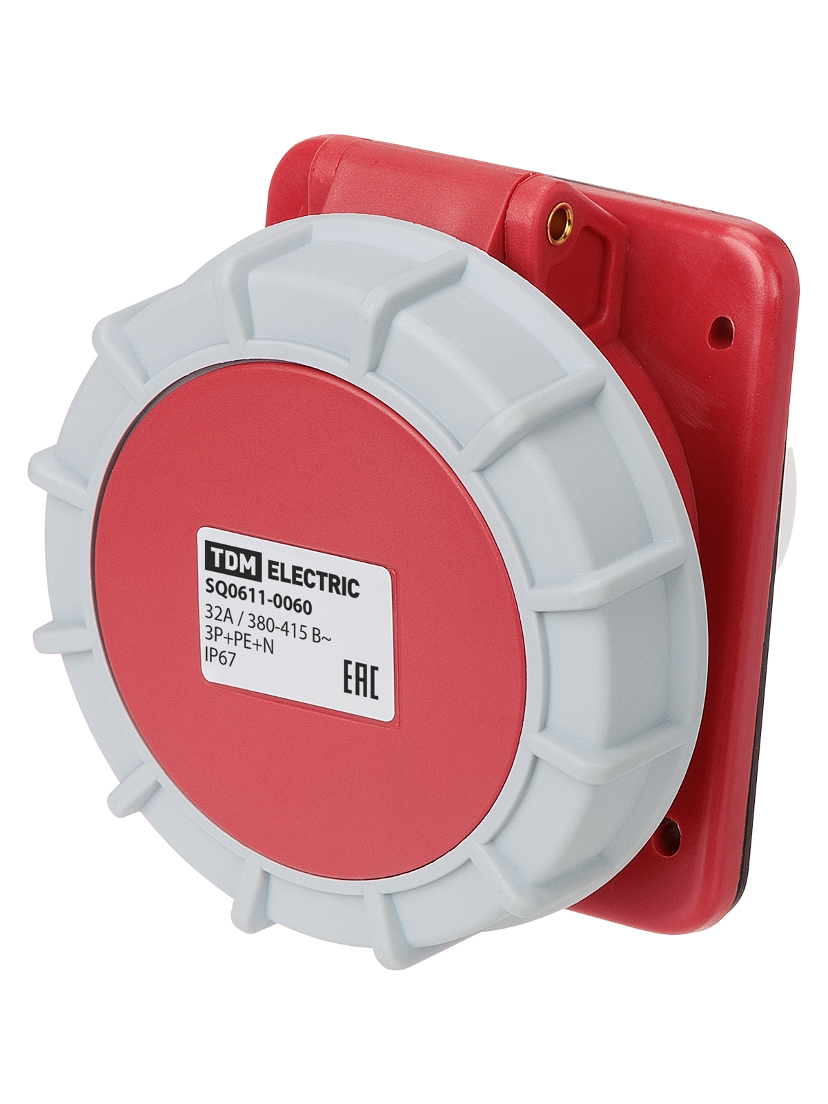 Розетка скрытой установки TDM ELECTRIC угловая IP67 32А 3Р+РЕ+N 380В