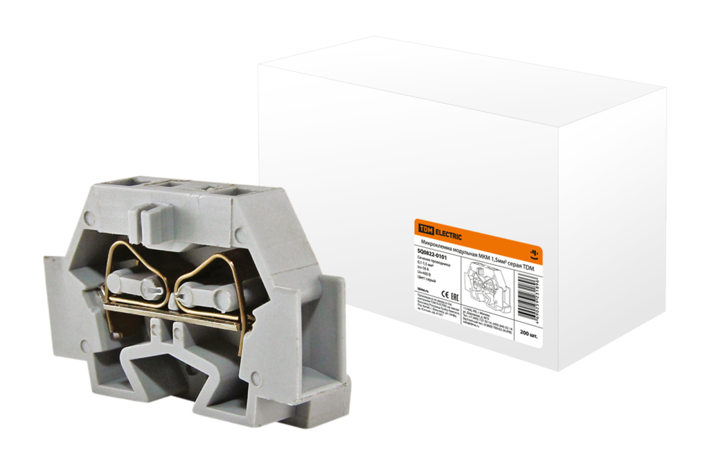Микроклемма модульная TDM ELECTRIC МКМ 1,5мм2 сера