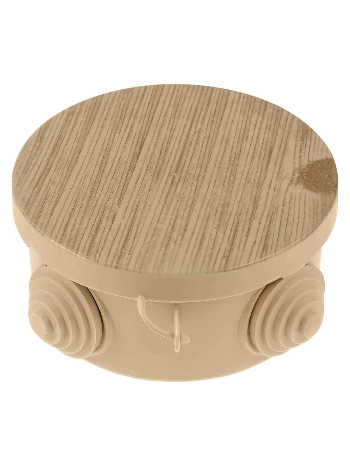 Распаячная коробка TDM ОП D85х40мм, крышка, "ЭКО" сосна, IP54, 4вх. инд. штрихкод