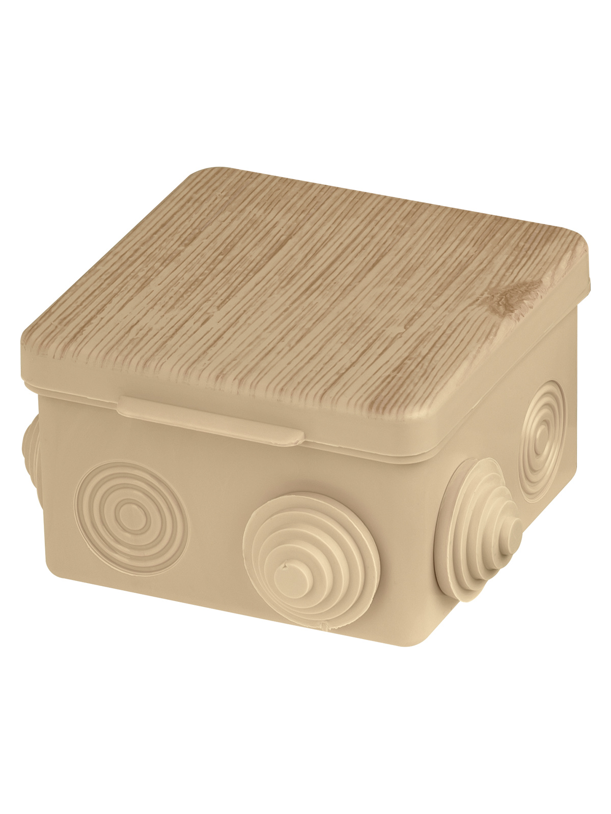 Распаячная коробка TDM ОП 80х80х50мм, крышка, "ЭКО" сосна, IP54, 7вх. инд. штрихкод