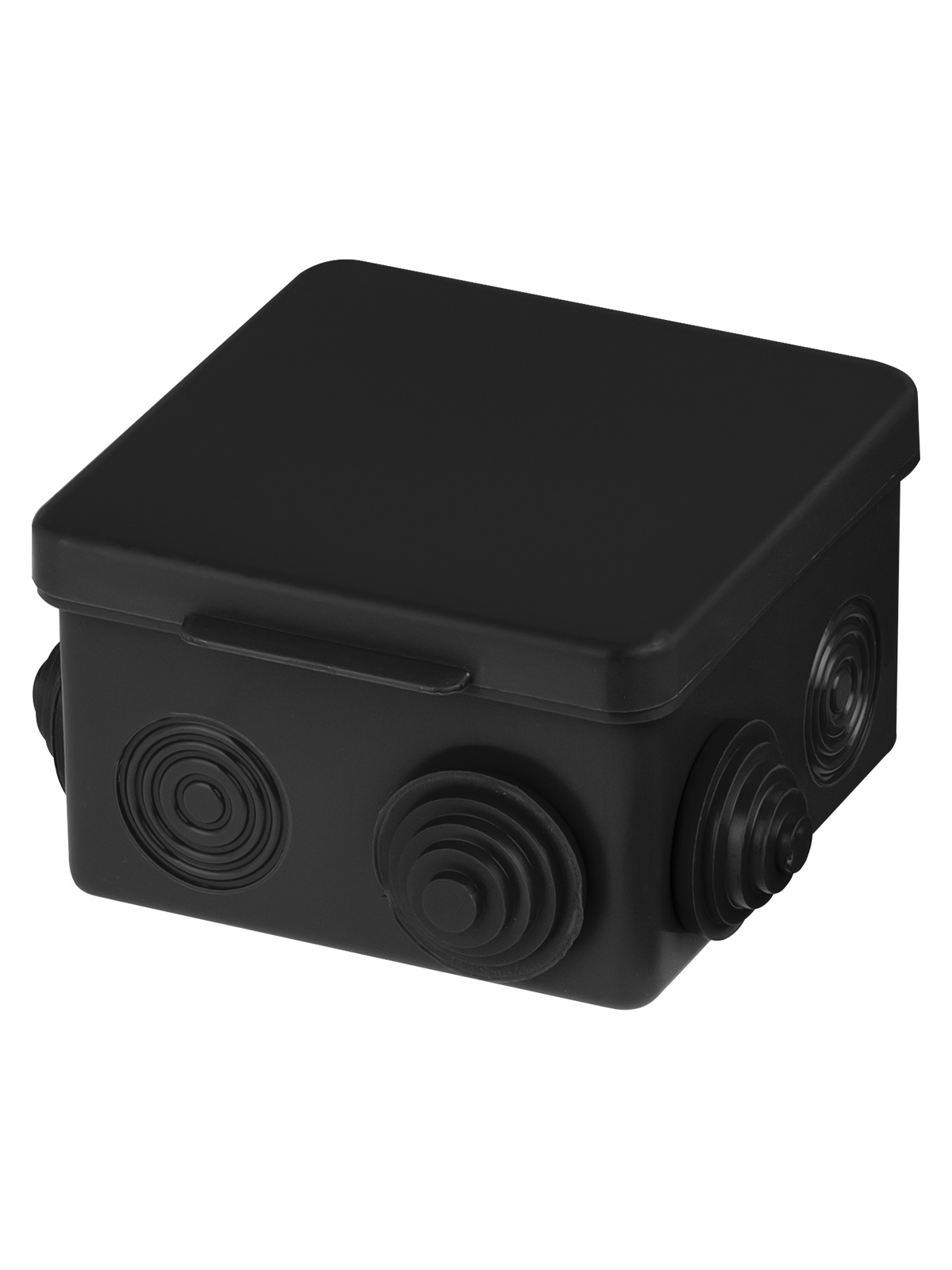 Распаячная коробка TDM ОП 80х80х50мм, крышка, IP54, 7вх., черная, инд. штрихкод