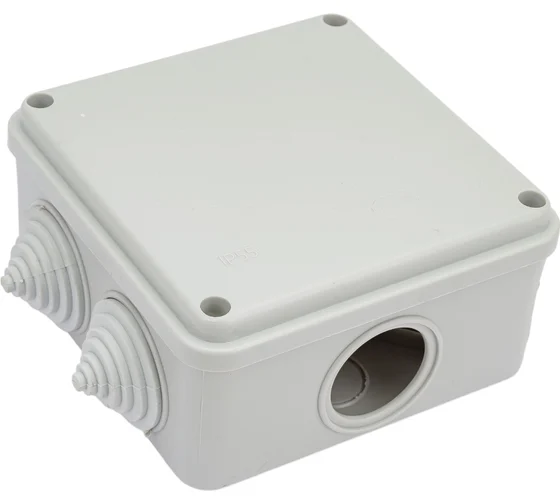 Распаячная коробка TDM ОП 100х100х50мм, крышка на винтах, IP55, 6 вх. инд. штрихкод