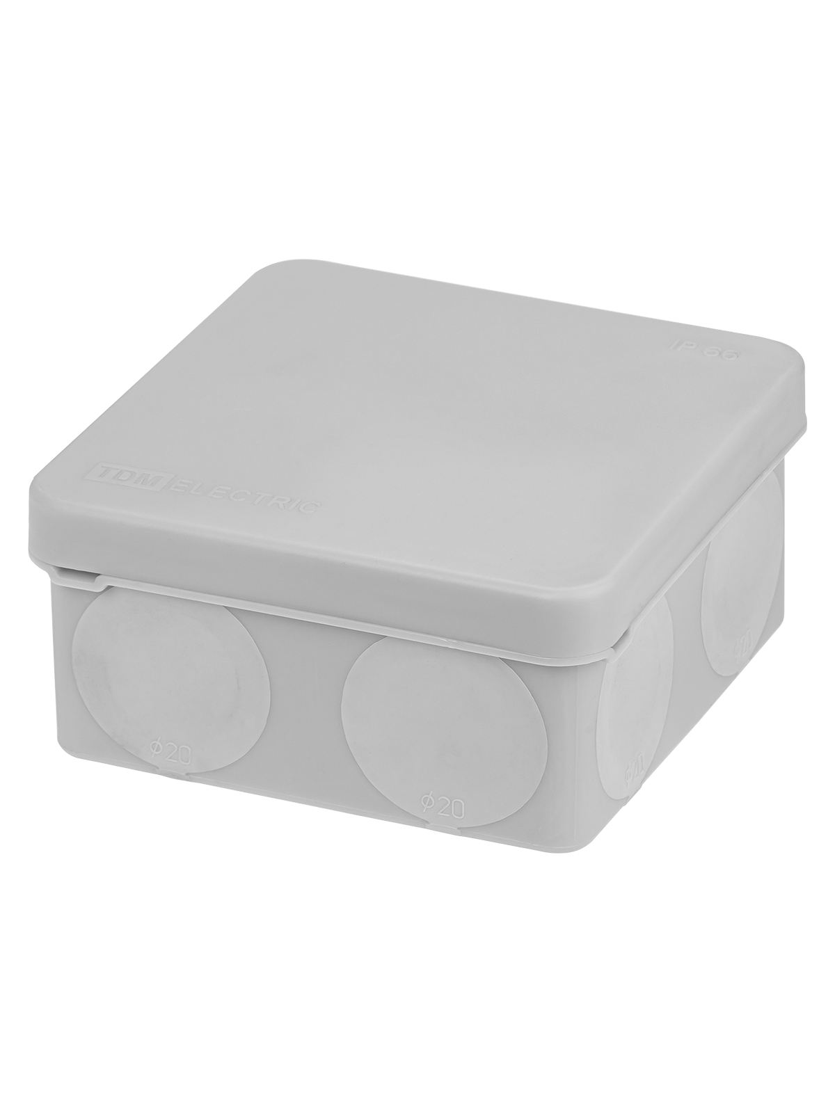 Распаячная коробка TDM двухкомпонентная, ОП 80х80х40 мм, IP66, 8 вх., серая, инд. штрихкод