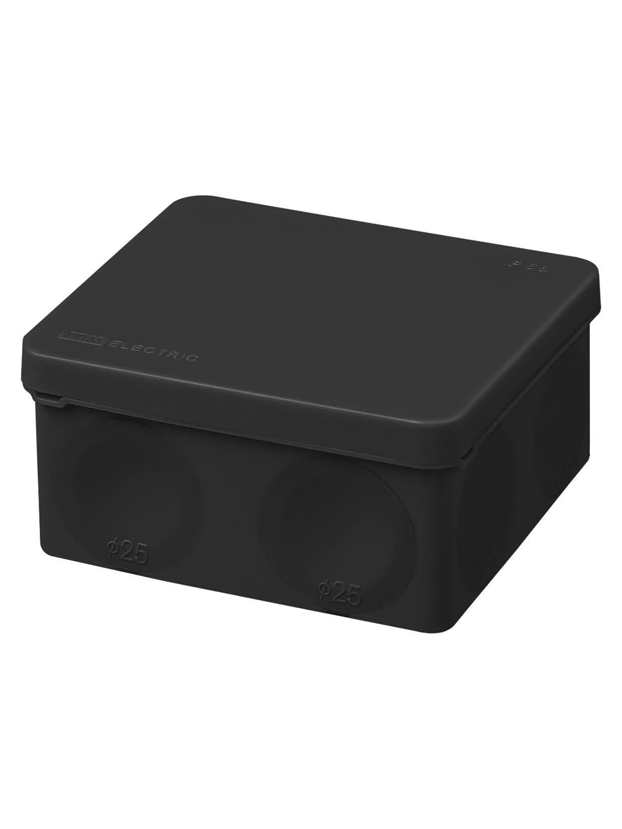 Распаячная коробка TDM двухкомпонентная, ОП 100х100х50 мм, IP66, 8 вх., черная, инд. штрихкод