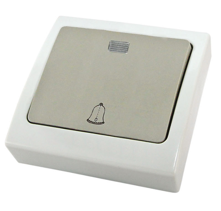 Кнопка звонковая с подсветкой скрытой установки TDM IP54 6A серая "Вуокса"