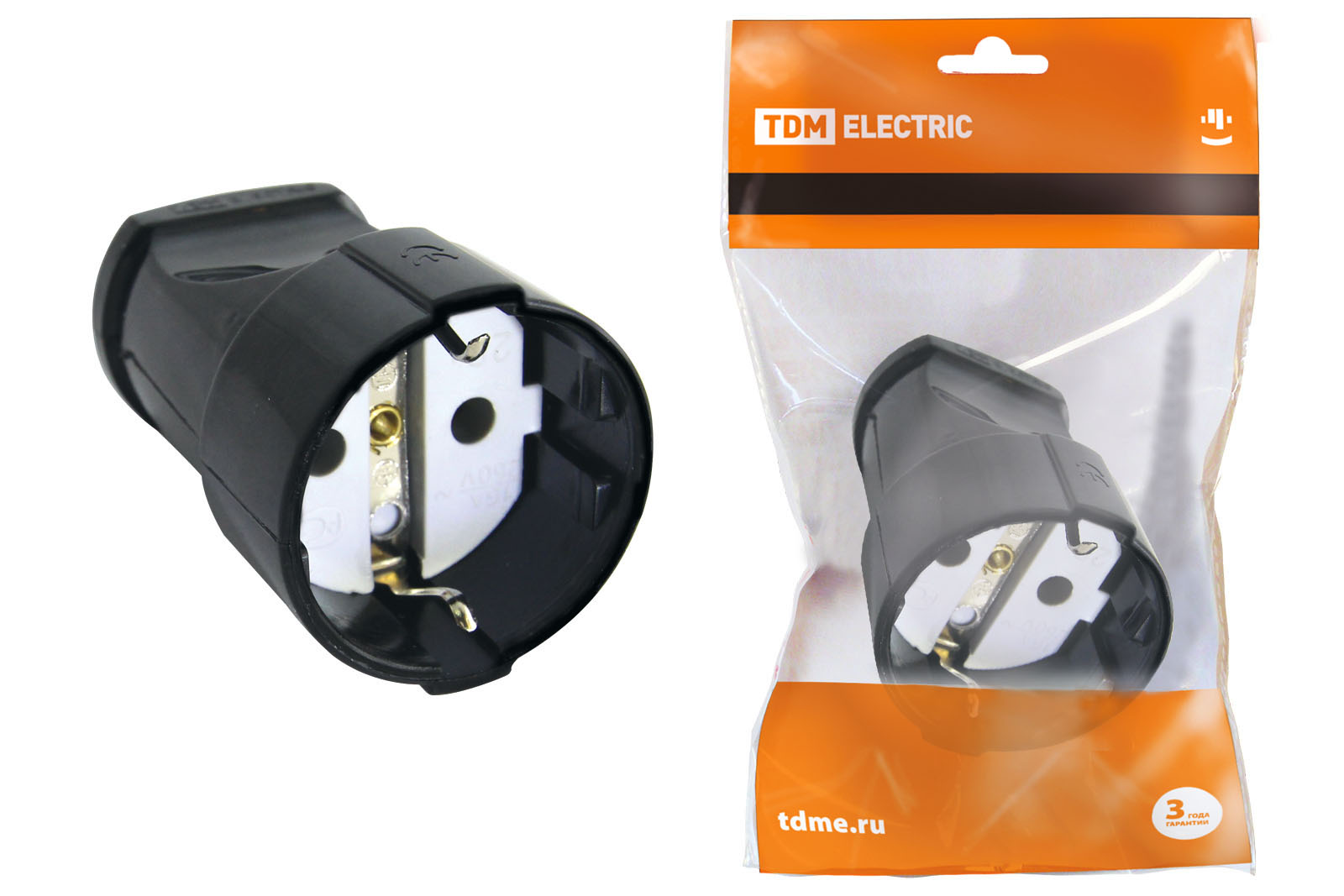 Кабельная розетка TDM ELECTRIC 2П+3 16А 250B черная